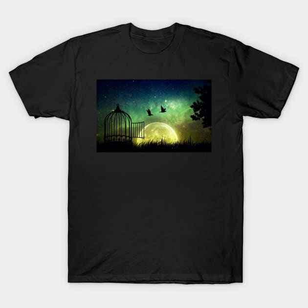 birds are free T-Shirt by psychoshadow